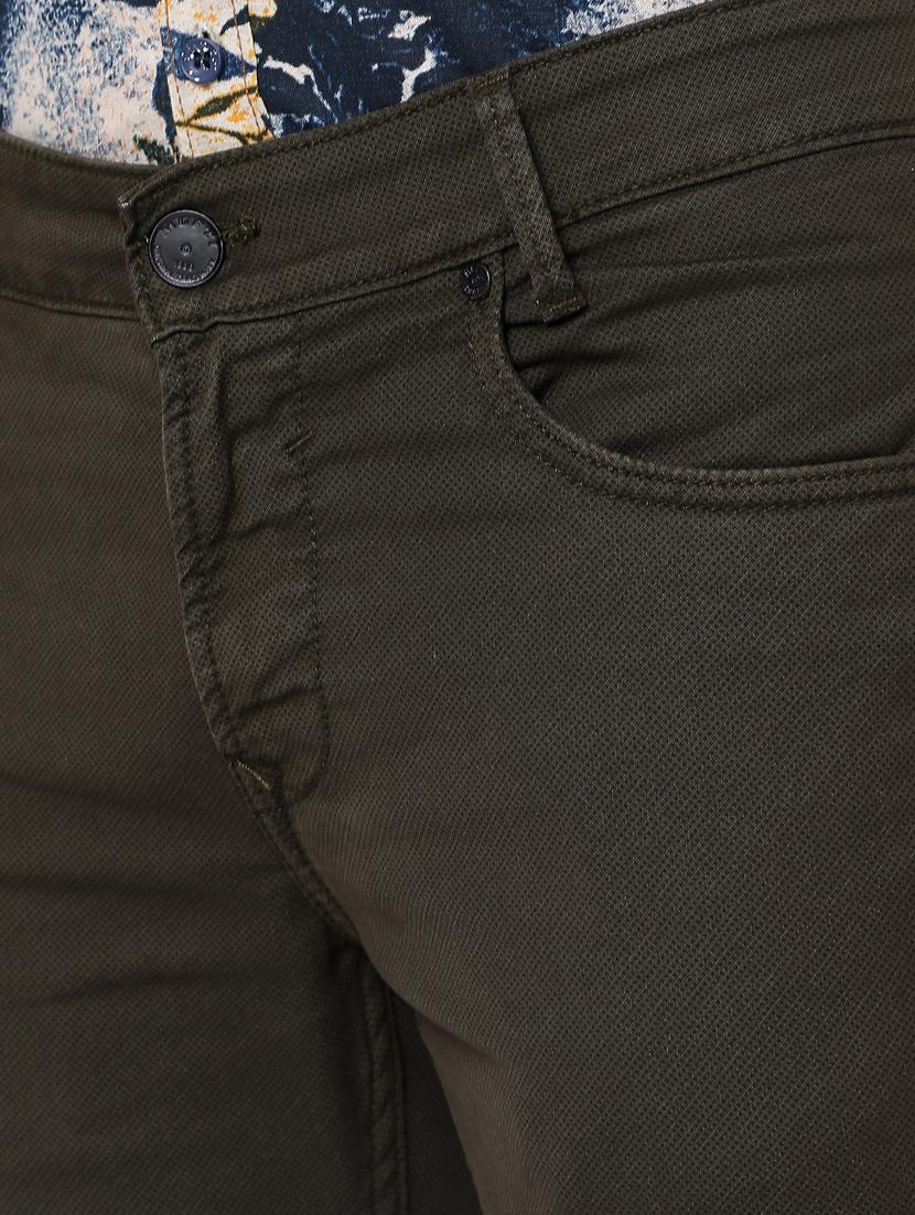 green cotton flat front casual trousers - 18330062 - Standard Image - 4