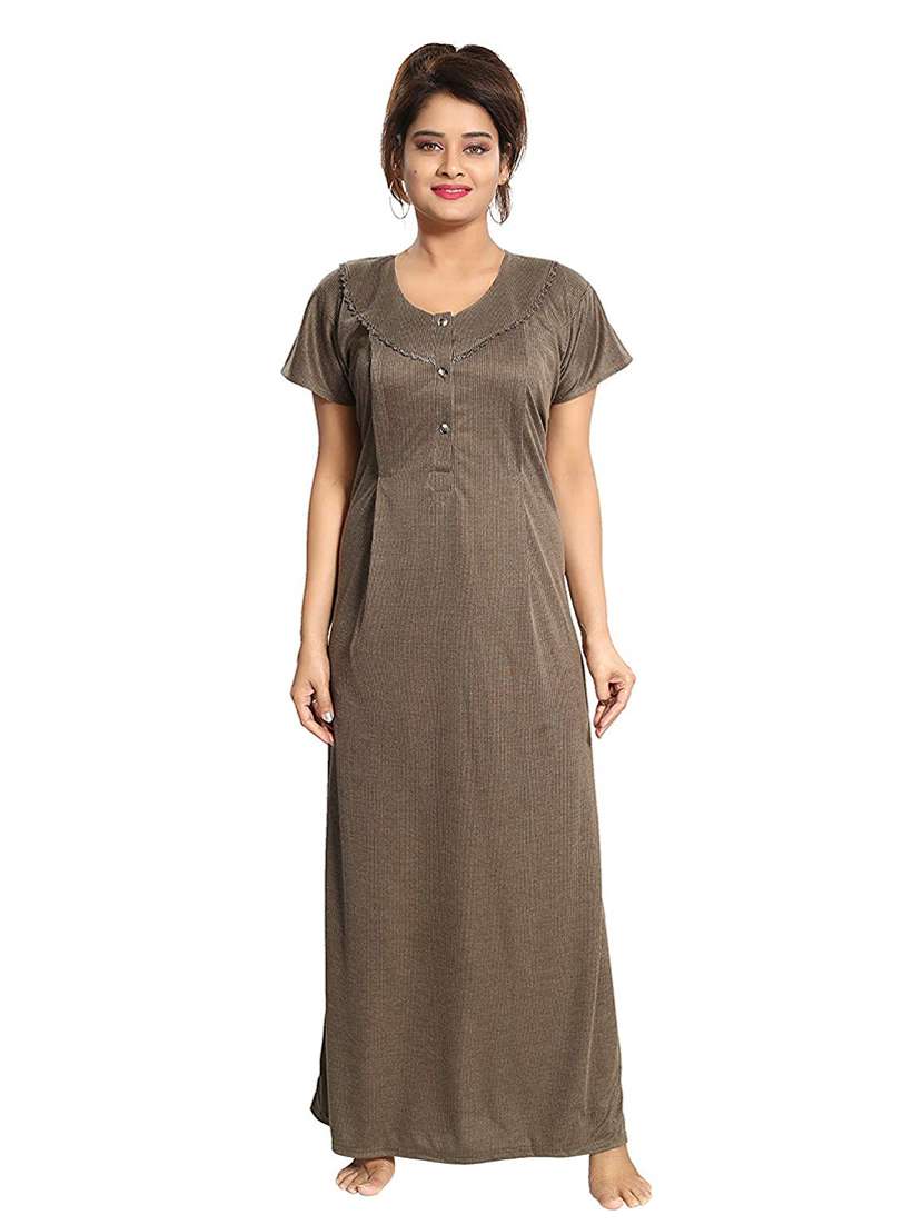 brown cotton maternity gown - 18330161 -  Standard Image - 1