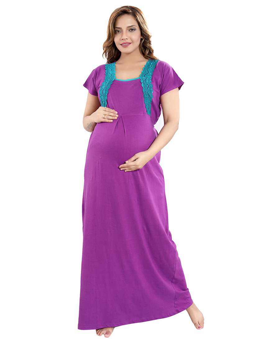 purple cotton maternity wear - 18330171 -  Standard Image - 1