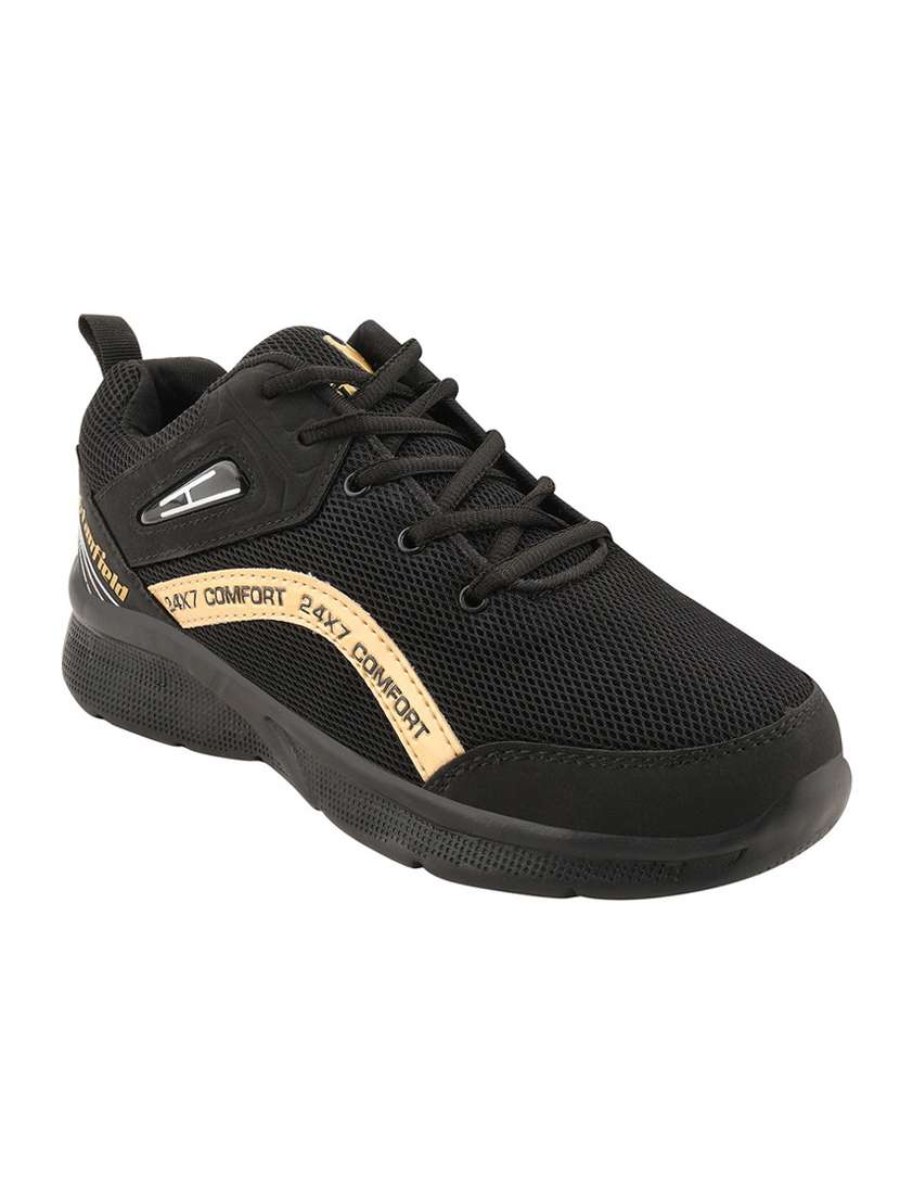 black synthetic sport shoes