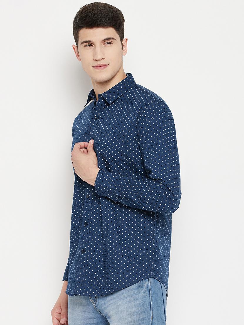 navy blue printed casual shirt - 18330392 -  Standard Image - 1