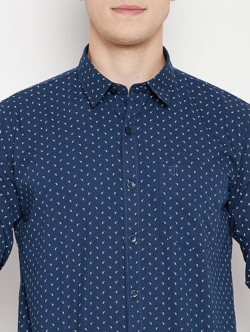 navy blue printed casual shirt - 18330392 - Standard Image - 4