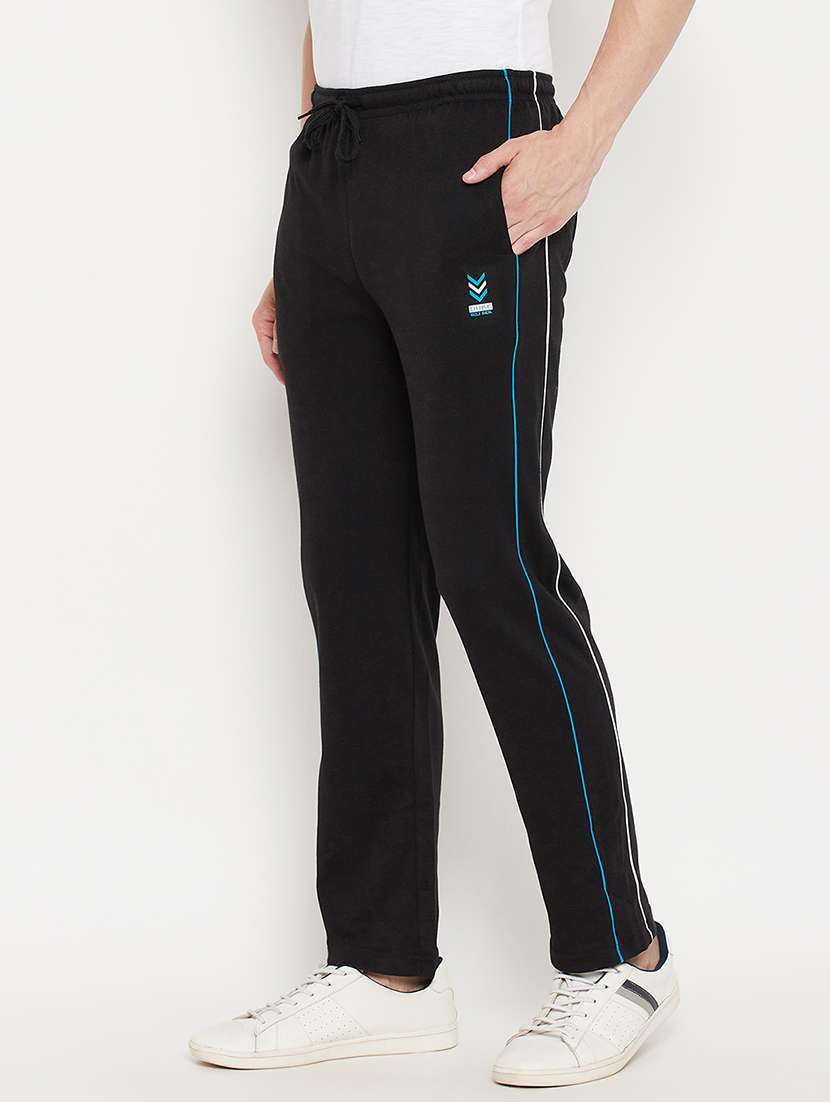 black solid  track pant - 18330395 -  Standard Image - 1