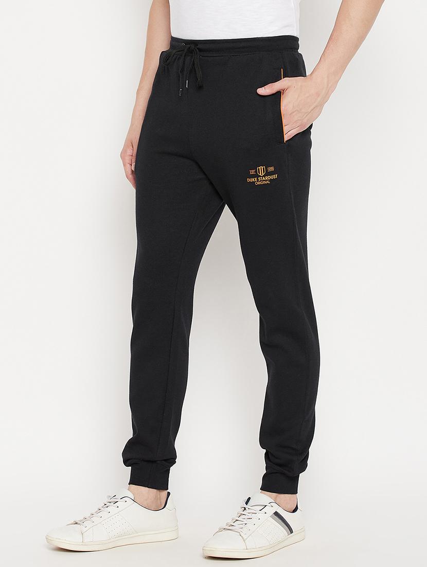 black solid joggers track pant - 18330396 - Standard Image - 1