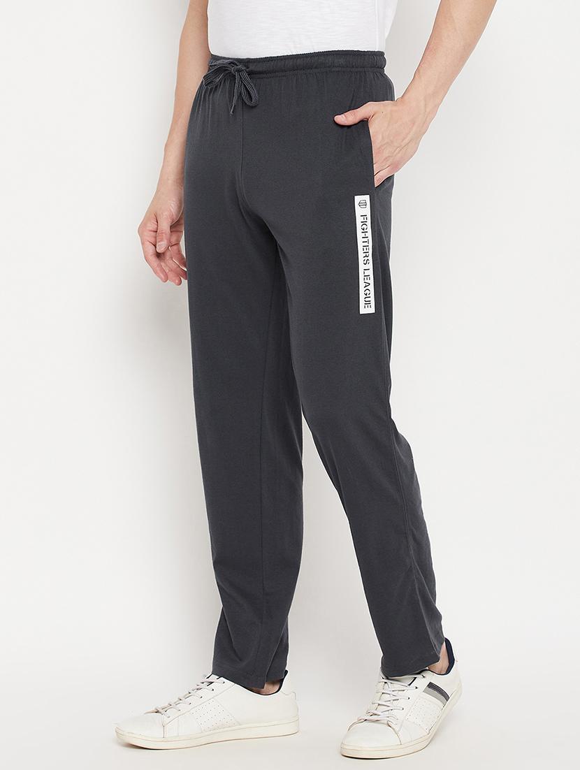 grey solid full length track pant - 18330398 - Standard Image - 1