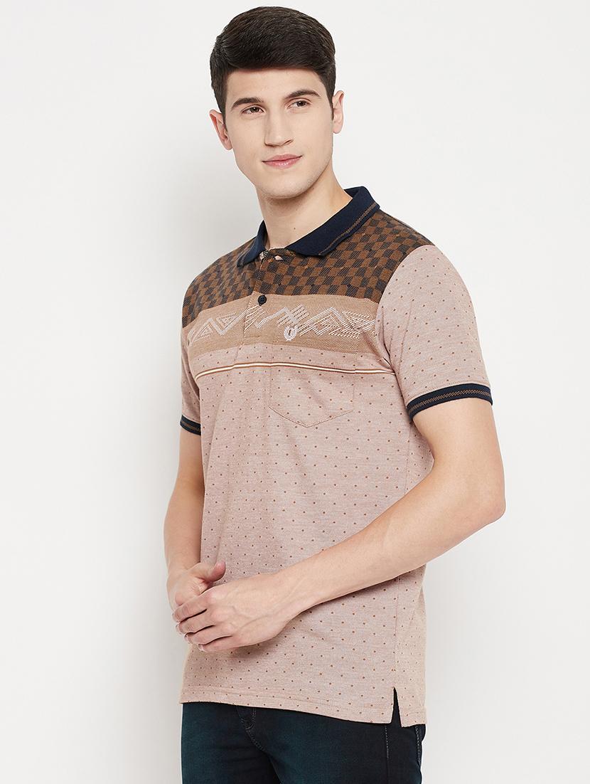 brown printed polo t-shirt - 18330407 - Standard Image - 1