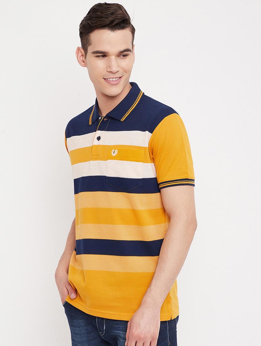 yellow striped polo t-shirt - 18330411 - Standard Image - 1