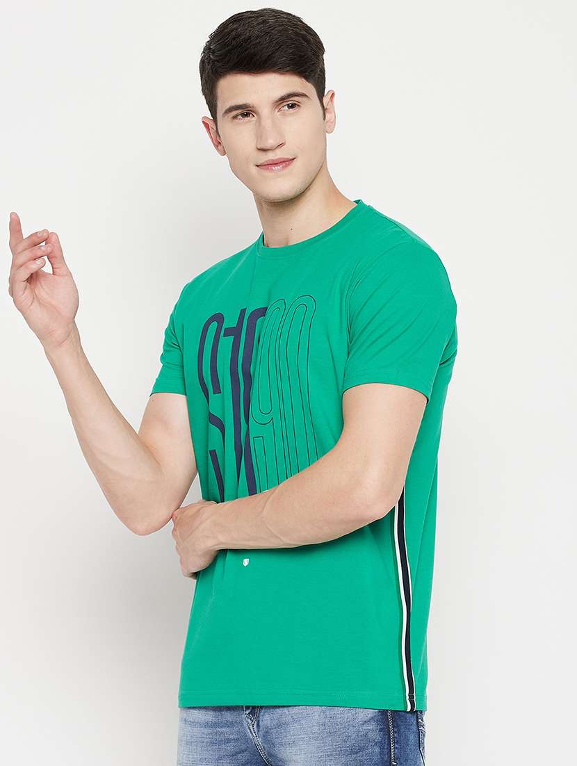 green front printed casual t-shirt - 18330417 - Standard Image - 1