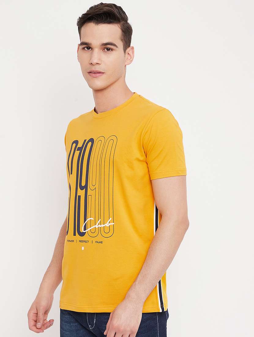 yellow front printed casual t-shirt - 18330418 - Standard Image - 1