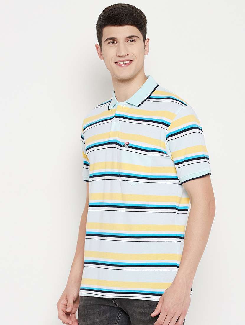 blue striped casual polo t-shirt  - 18330419 -  Standard Image - 1