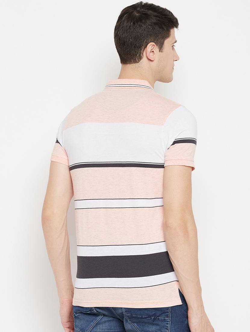 pink striped polo t-shirt - 18330431 - Standard Image - 1
