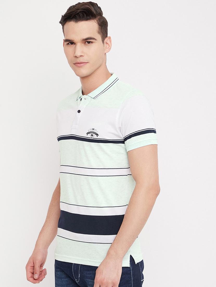 light-blue striped polo t-shirt - 18330432 - Standard Image - 1