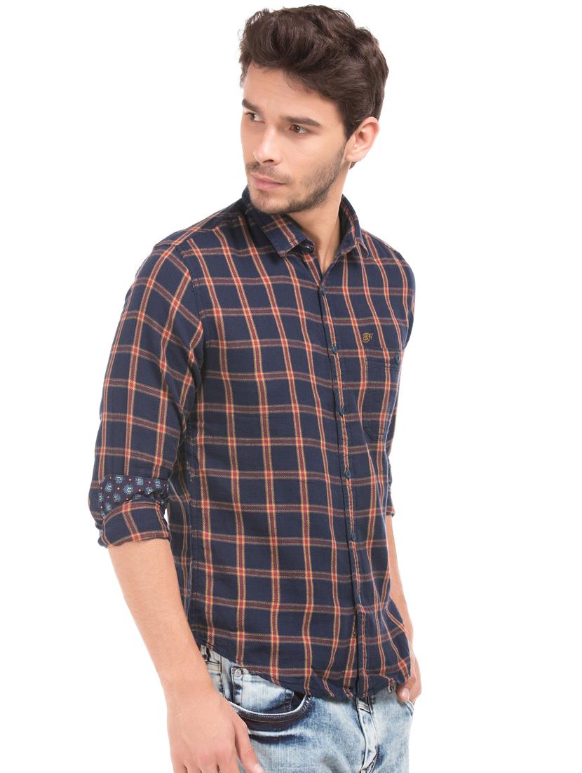 navy blue checkered casual shirt  - 18331934 -  Standard Image - 1