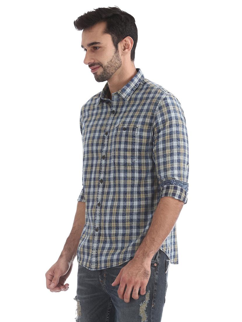 blue checkered casual shirt - 18332110 -  Standard Image - 1