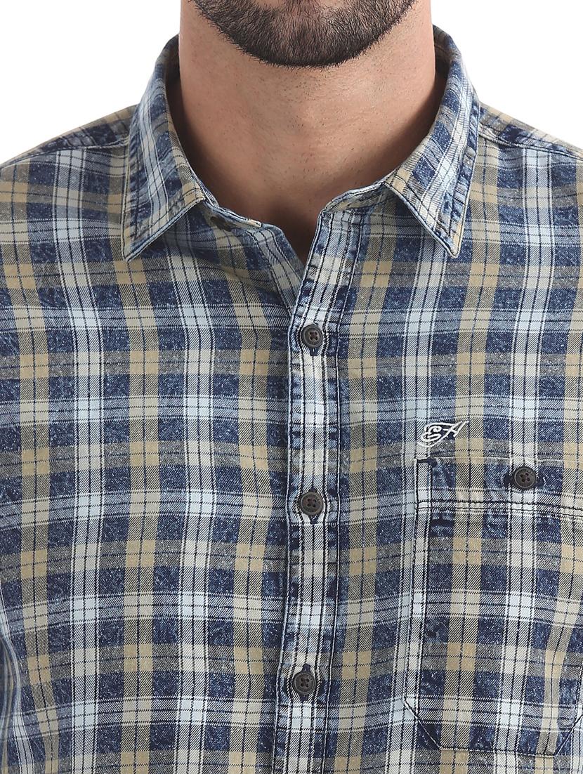 blue checkered casual shirt - 18332110 - Standard Image - 4