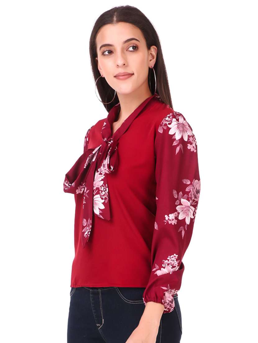 tie up neck floral top - 18333125 -  Standard Image - 1