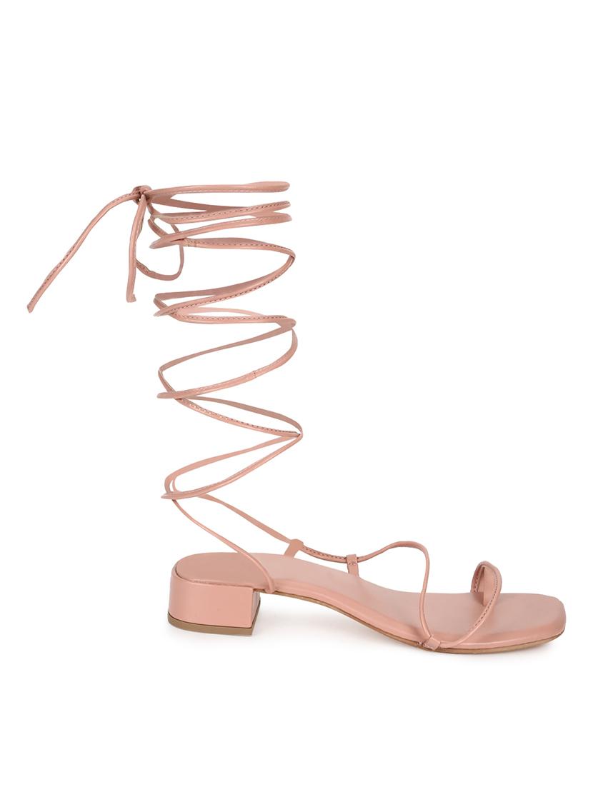 nude pu laceup sandals - 18333522 - Standard Image - 1