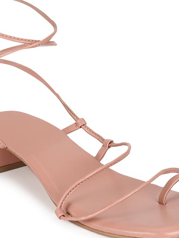 nude pu laceup sandals - 18333522 - Standard Image - 4