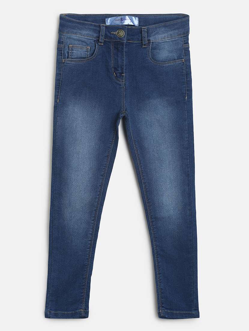 girls solid slim fit jeans
