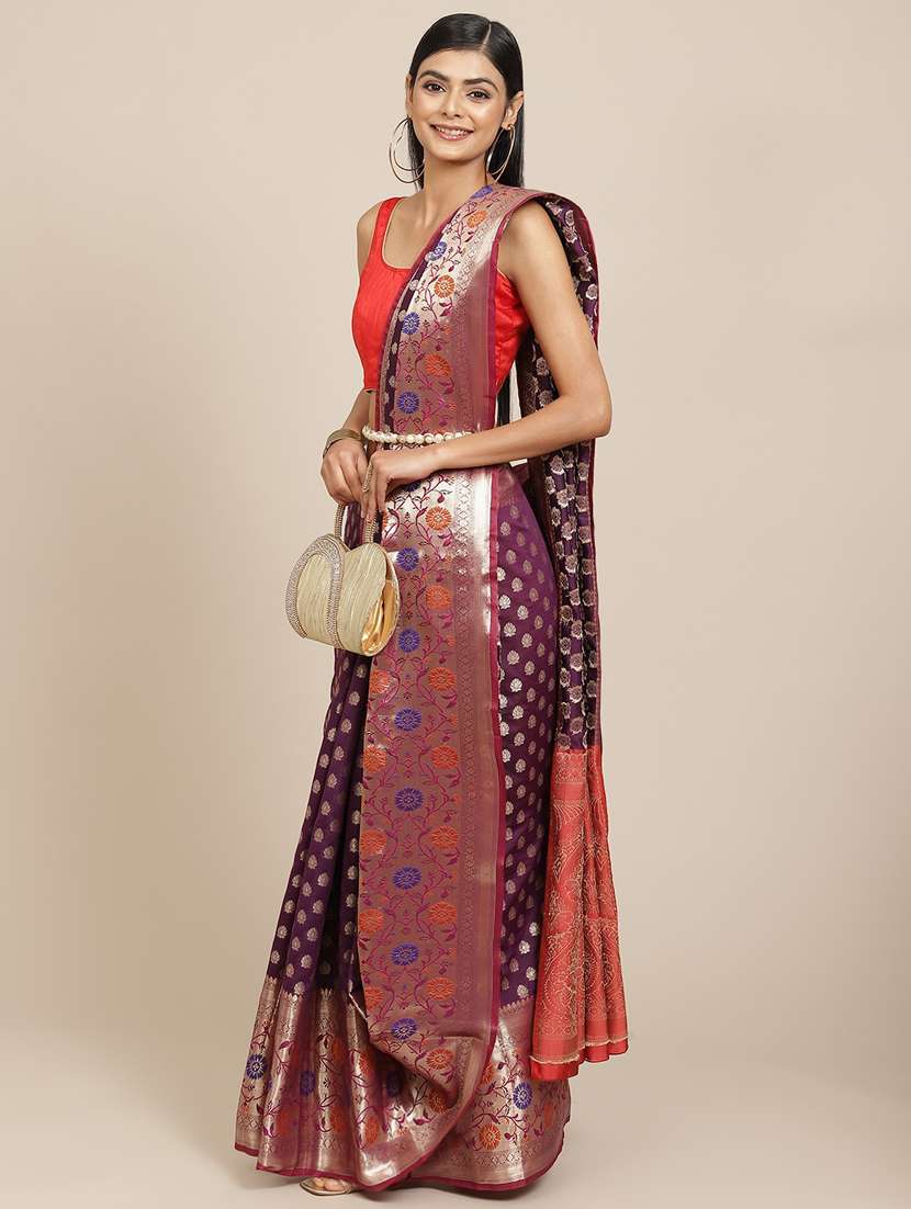 ethnic motifs woven saree  with blouse