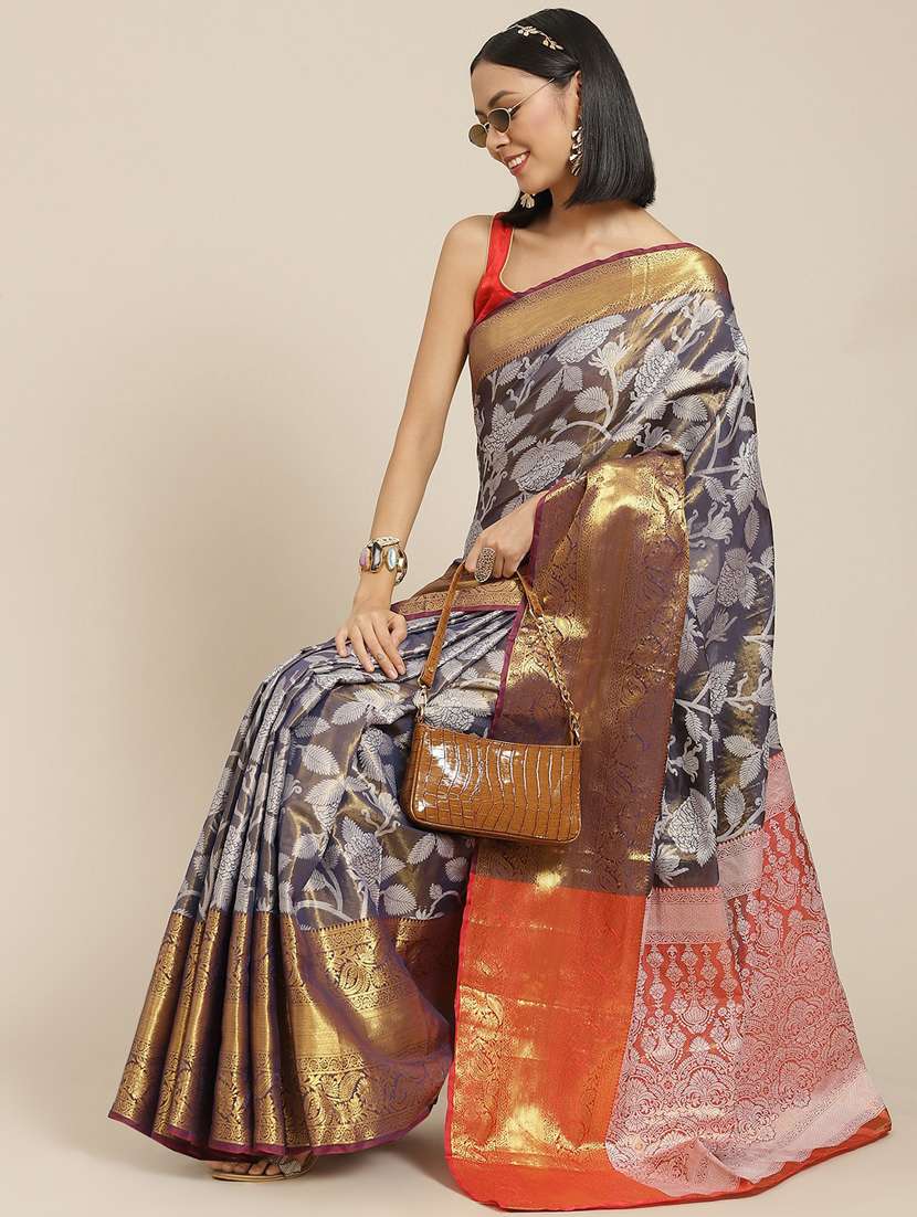 women's self design multi colored saree with blouse