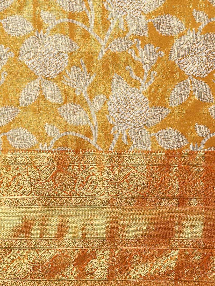 women's floral orange colored saree with blouse - 18334131 -  Standard Image - 4