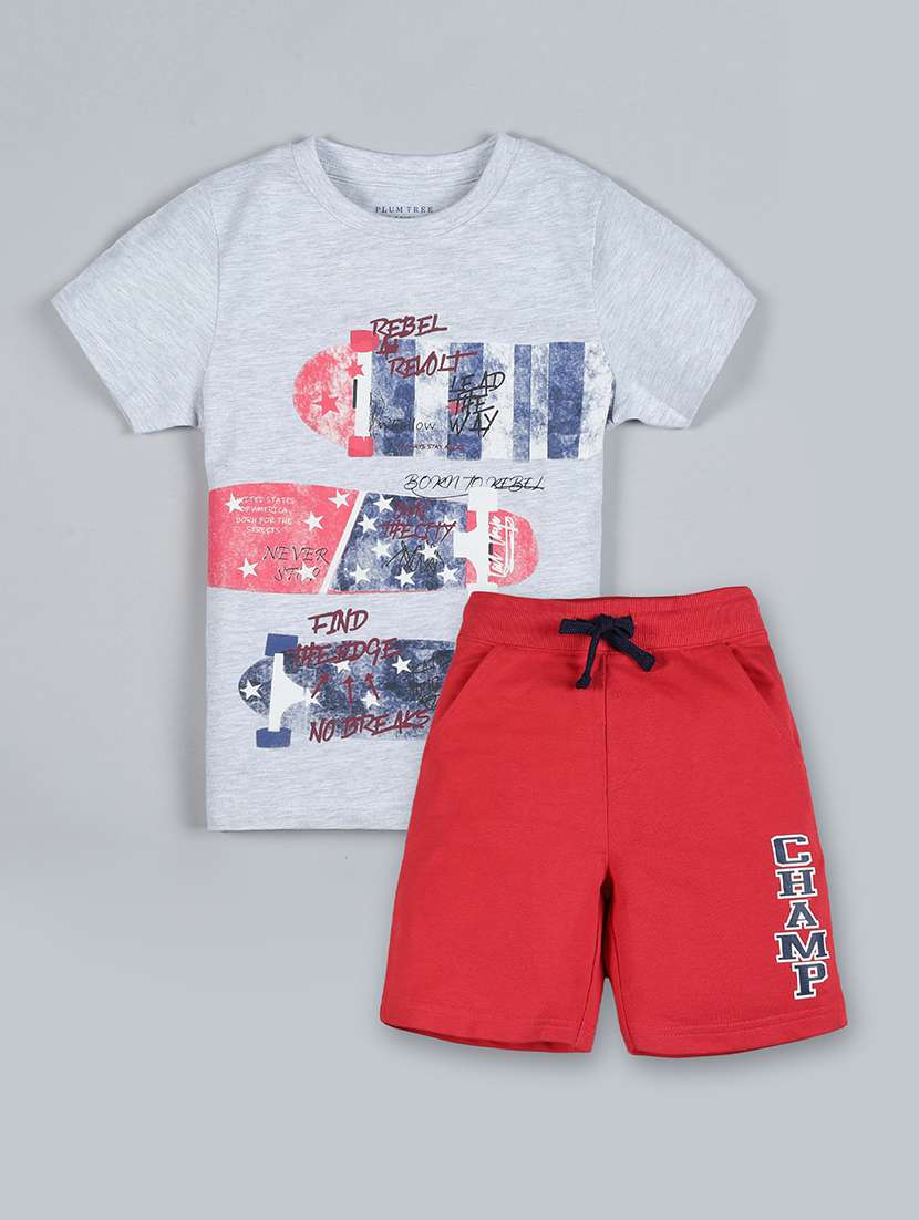 boys printed shorts set