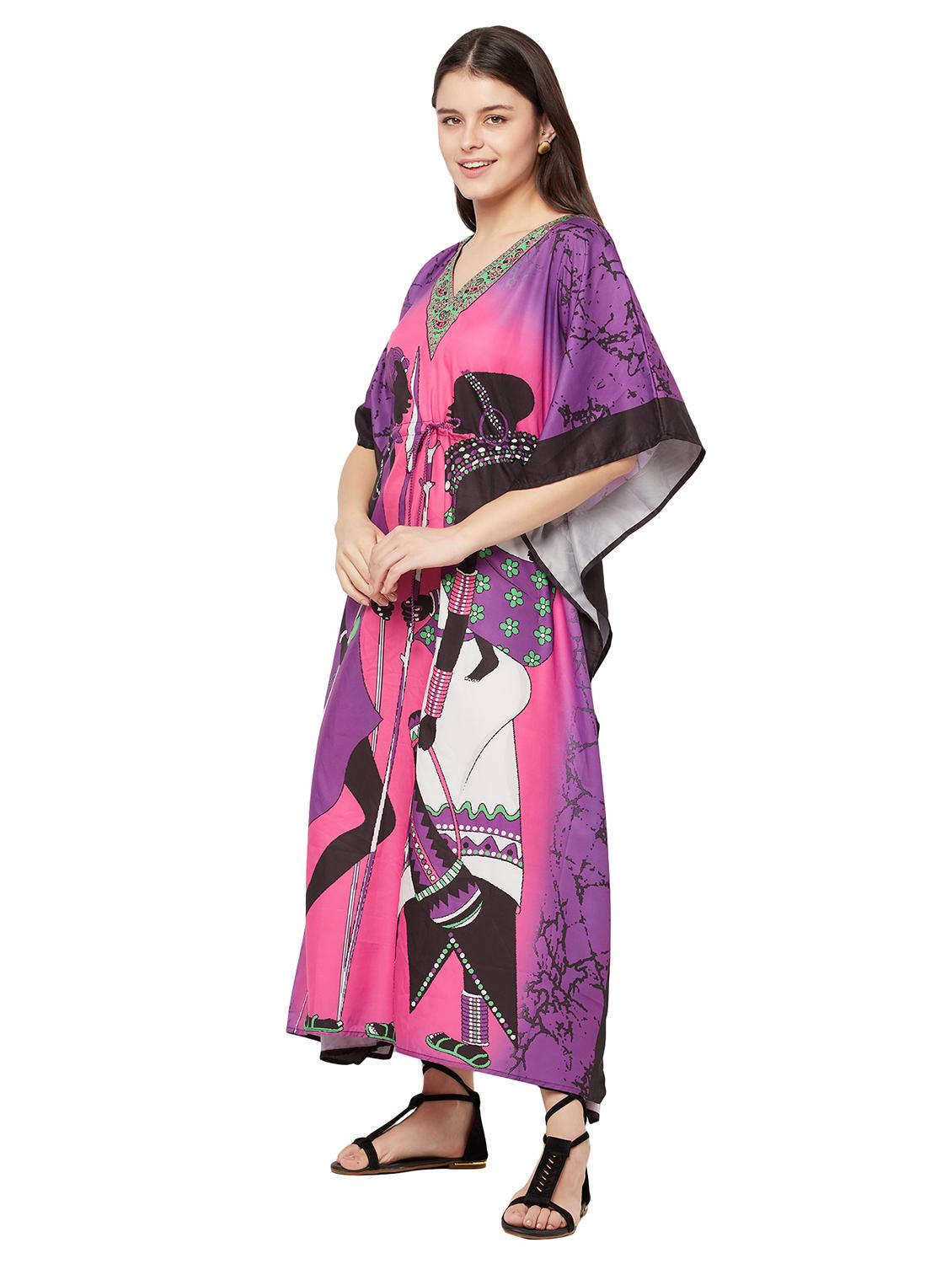 v-neck printed kaftan maxi dress - 18334782 -  Standard Image - 1