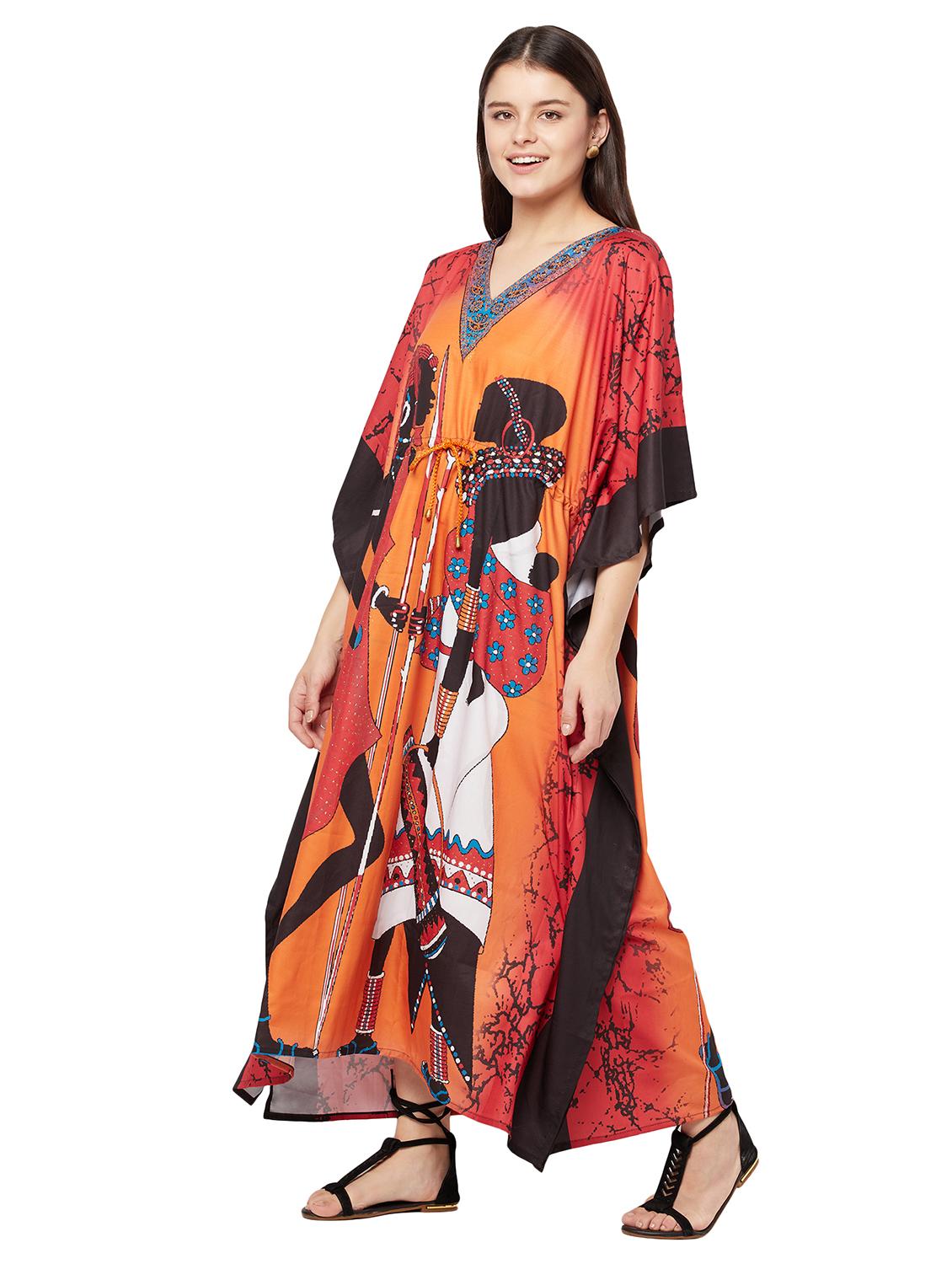 v-neck printed kaftan maxi dress - 18334783 -  Standard Image - 1