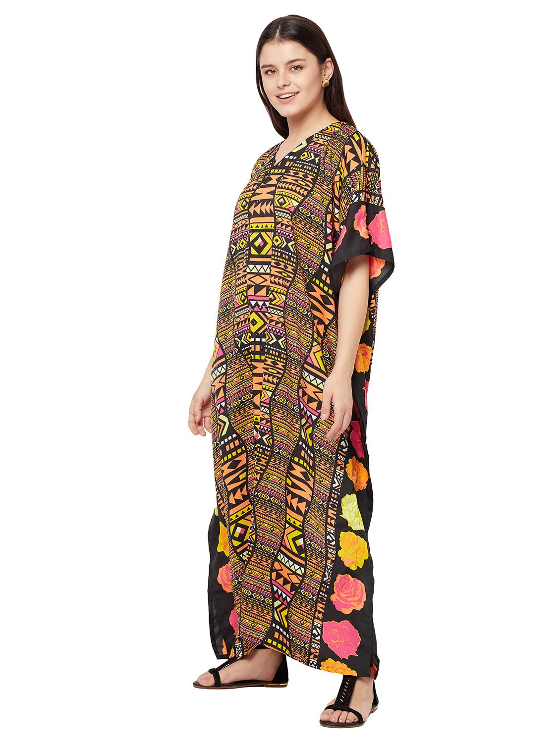 v-neck printed kaftan maxi dress - 18334785 - Standard Image - 1