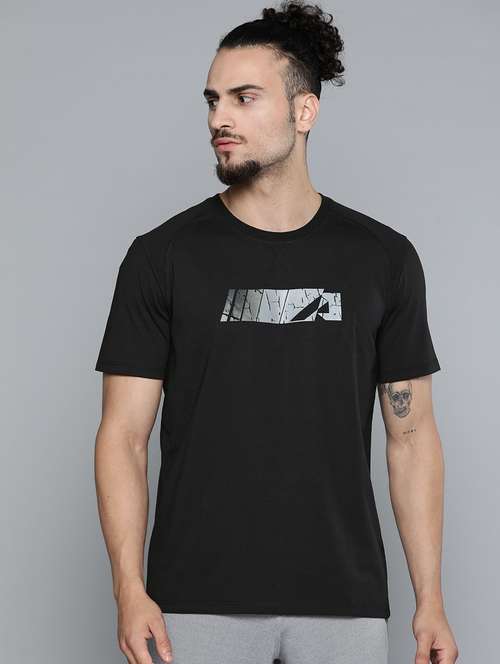 black chest print t-shirt - 18334850 - Standard Image - 0