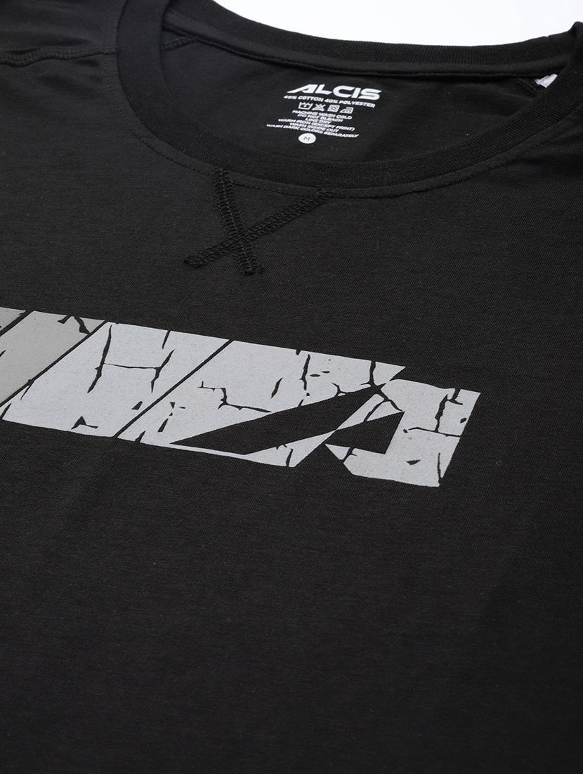 black chest print t-shirt - 18334850 - Standard Image - 4