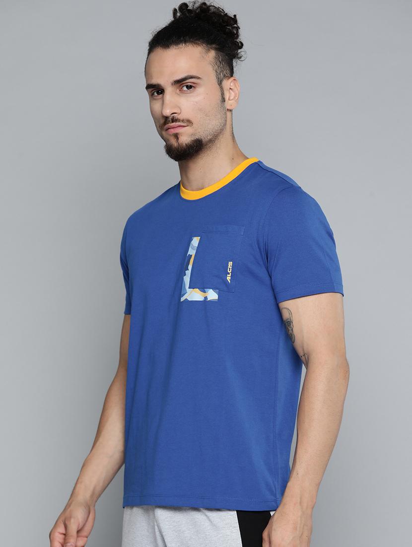 blue chest print t-shirt - 18334855 - Standard Image - 1
