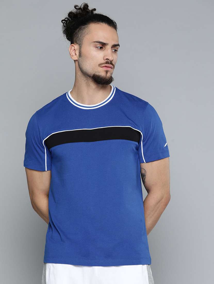 men blue striped t-shirt