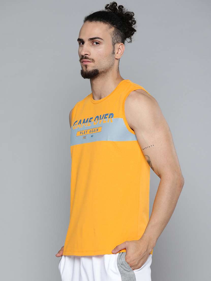 men yellow chest print t-shirt - 18334861 -  Standard Image - 1