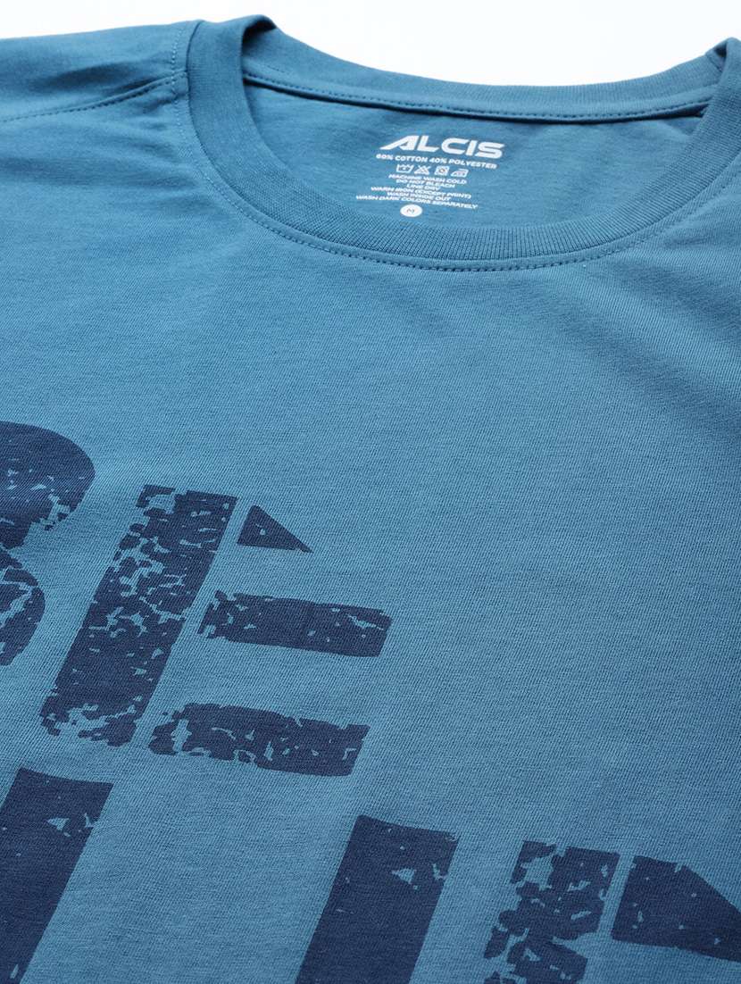 men blue front print t-shirt - 18334863 - Standard Image - 4