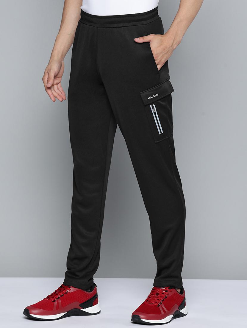 black solid  full length track pant - 18334887 -  Standard Image - 1