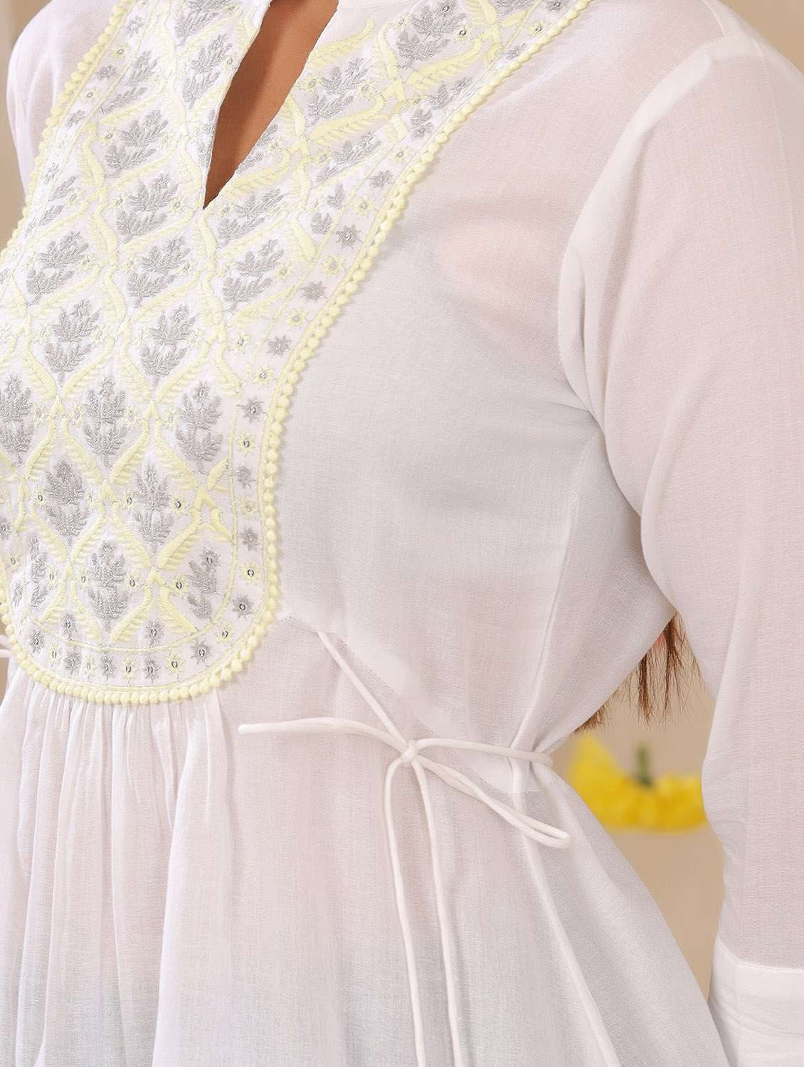 white embroidered a-line tunic - 18335068 -  Standard Image - 4