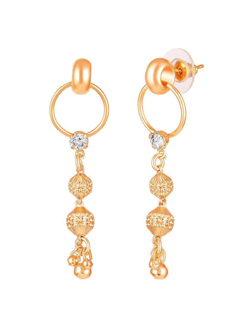 women gold pleated drop earrings - 18335119 -  Standard Image - 1