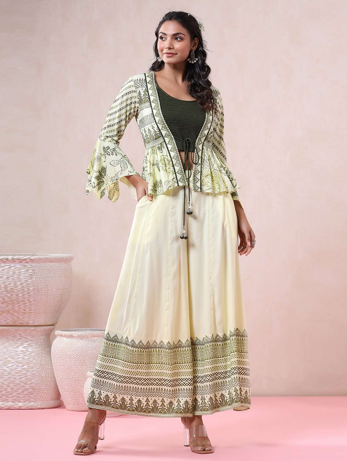 yellow rayon top pants  set - 18335150 -  Standard Image - 1