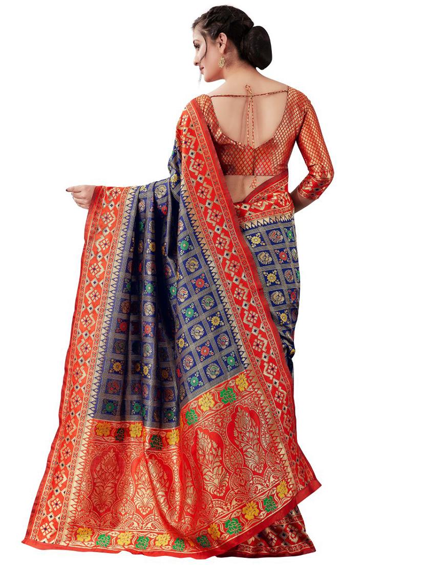 jacquard work banarasi saree with blouse - 18335721 - Standard Image - 1