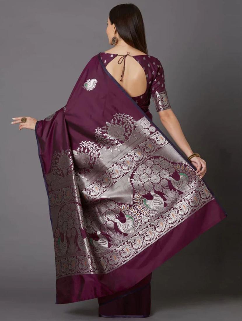 jacquard work banarasi saree with blouse - 18335735 - Standard Image - 1