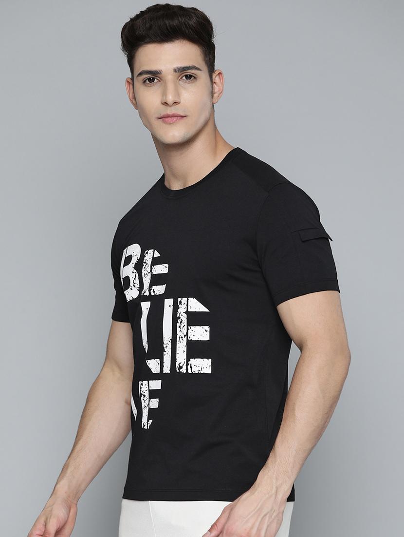 black chest print t-shirt - 18335779 - Standard Image - 1