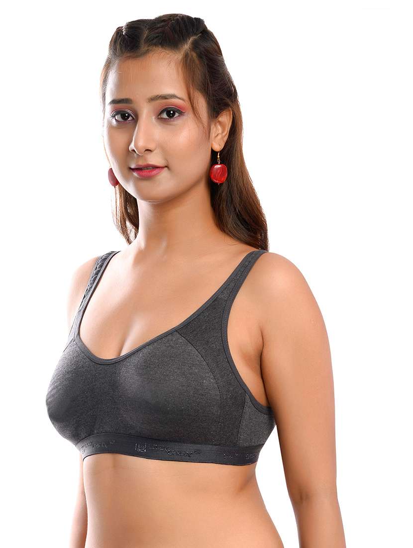 grey solid sports bra - 18335838 -  Standard Image - 1