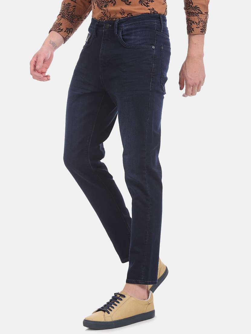 dark blue stone washed denim jean - 18336341 - Standard Image - 1