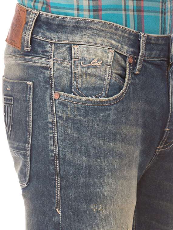 dark blue stone washed denim jean - 18336835 - Standard Image - 4