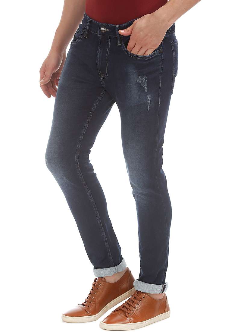 dark blue stone washed denim jean - 18336836 - Standard Image - 1
