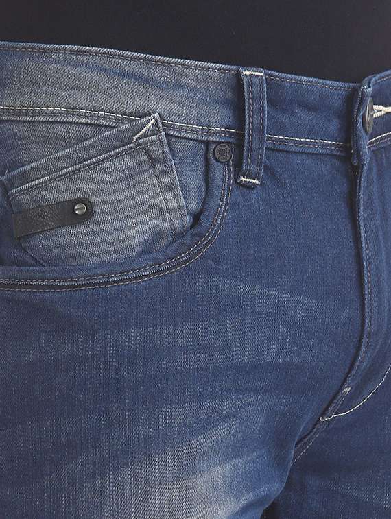 dark blue stone washed denim jean - 18336841 - Standard Image - 4