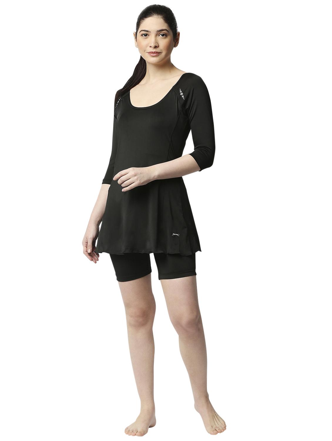 round neck solid swimsuit - 18336902 - Standard Image - 4