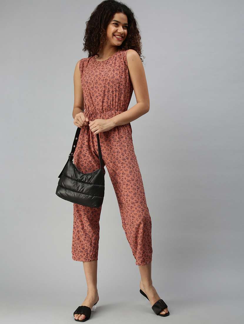 round neck floral jumpsuit